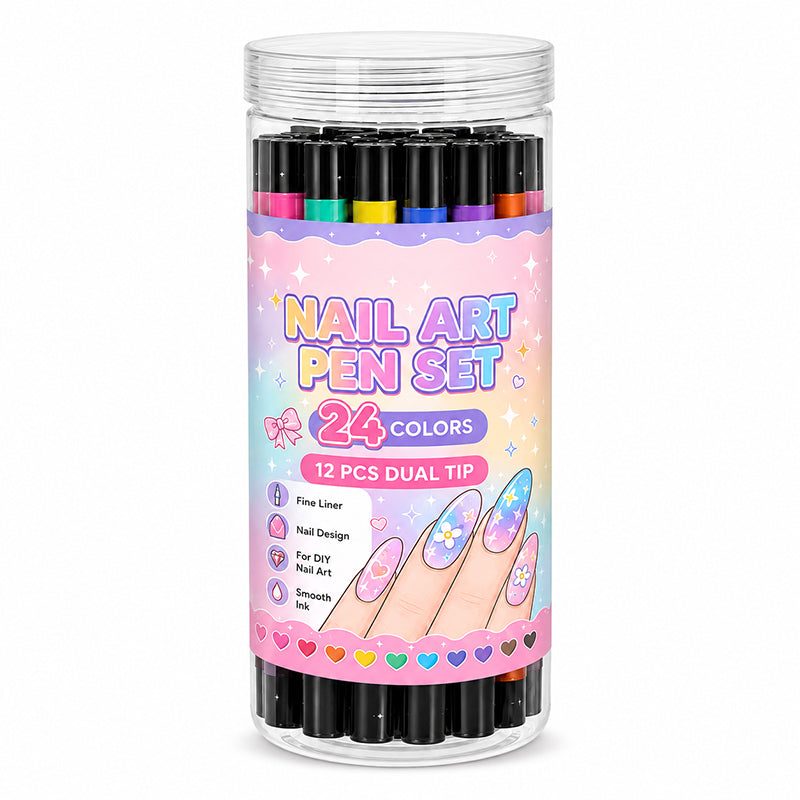 🎁 24 Colors Dual Ended Nail Art Pens Set – Creative, Salon‑Quality, Easy DIY ✨