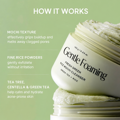 Fresh Green Rice Mochi Cleanser, 4.23oz -Gentle Foaming Facial Cleansing