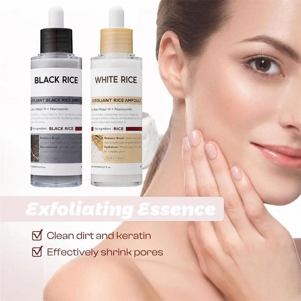 White & Black Rice Glow Exfoliating Ampoule Duo