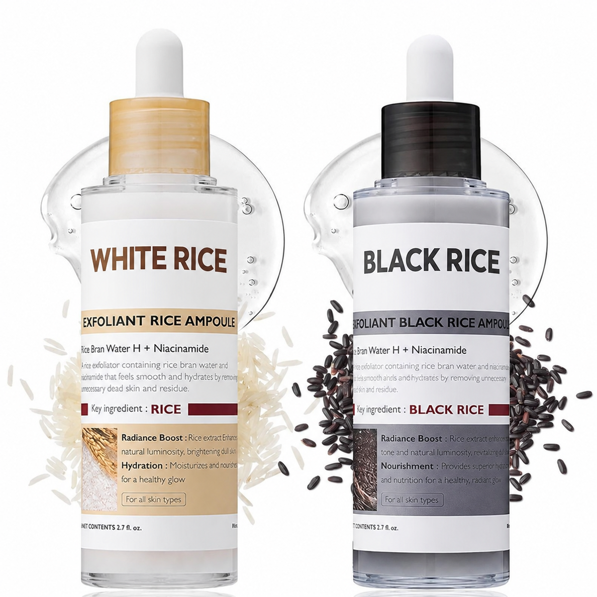 White & Black Rice Glow Exfoliating Ampoule Duo