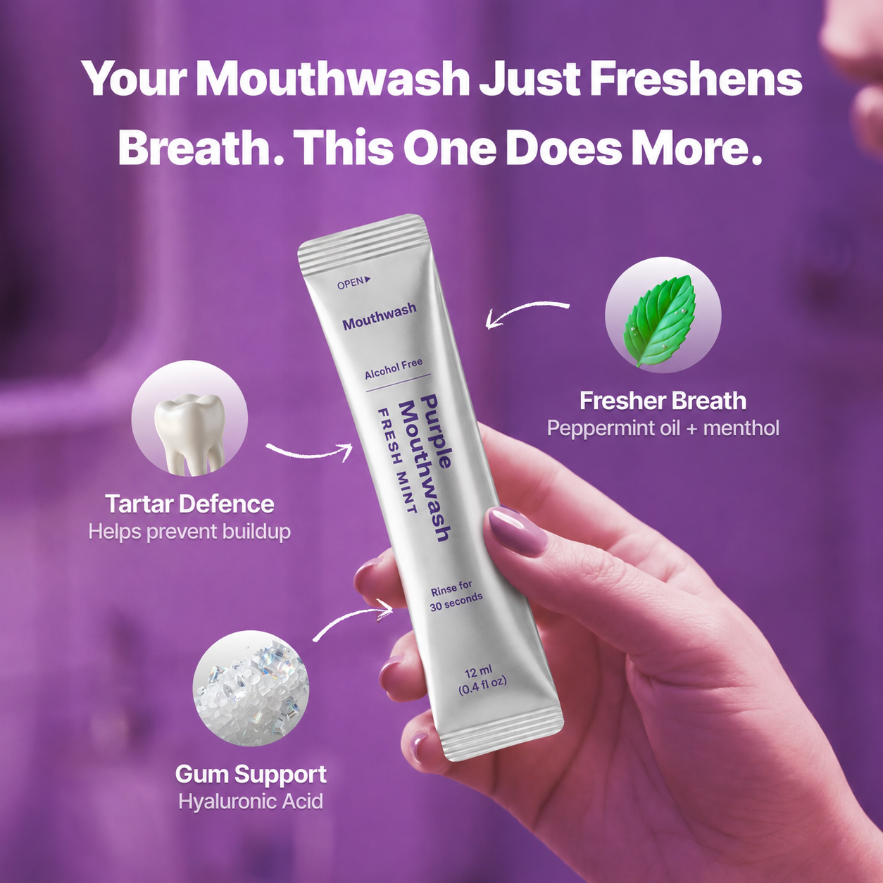 Purple Mouthwash (20 Single-Use Sachets / Box)
