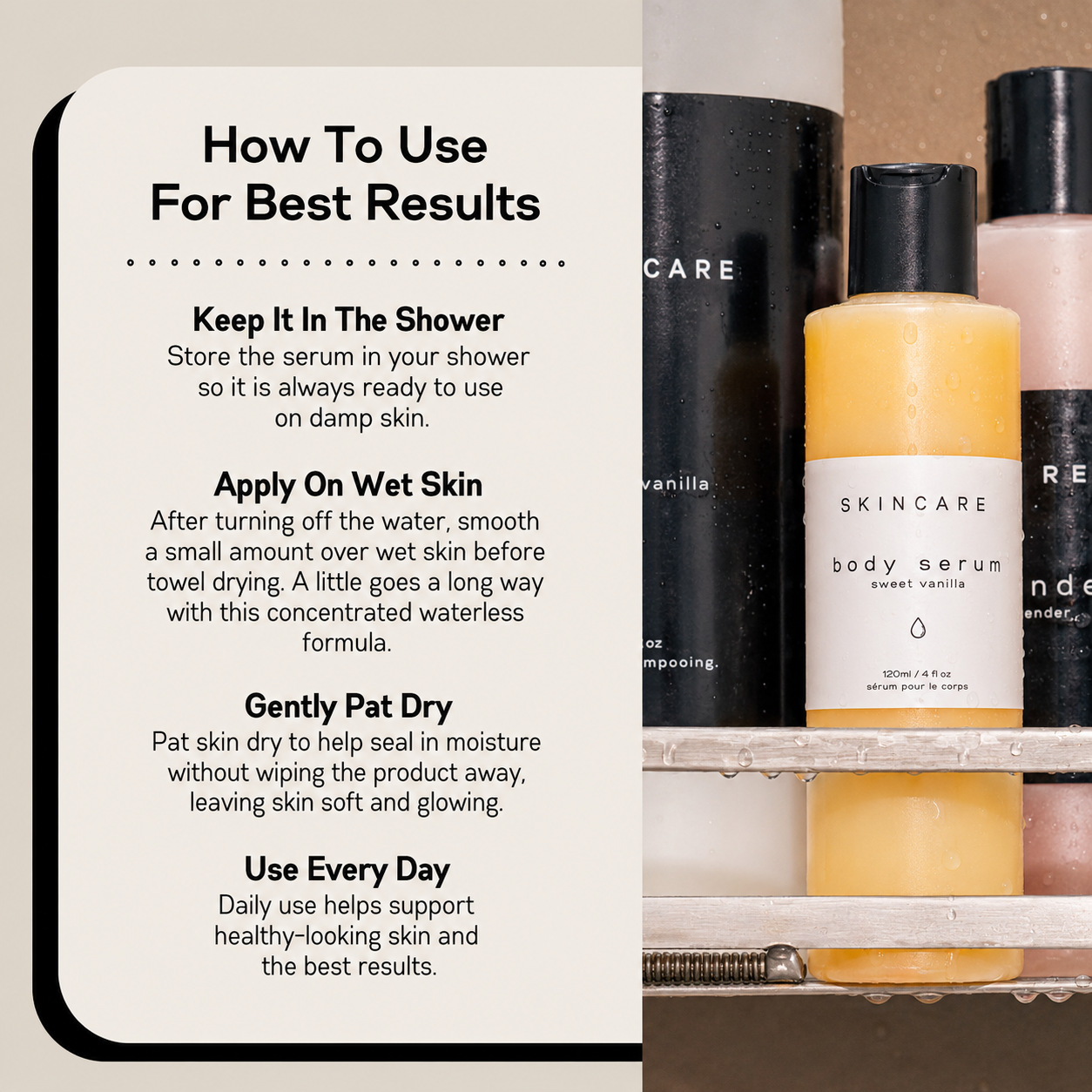 Skincare body serum sweet vanilla
