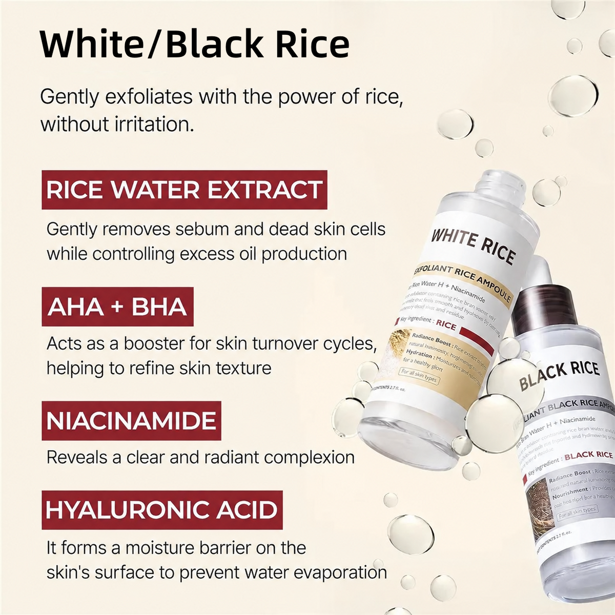 White & Black Rice Glow Exfoliating Ampoule Duo