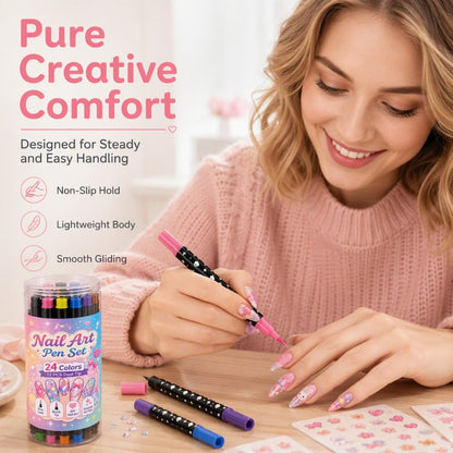 🎁 24 Colors Dual Ended Nail Art Pens Set – Creative, Salon‑Quality, Easy DIY ✨